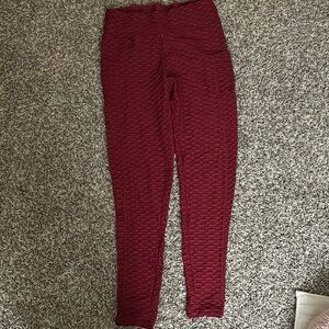 Textured Burgundy Leggings
